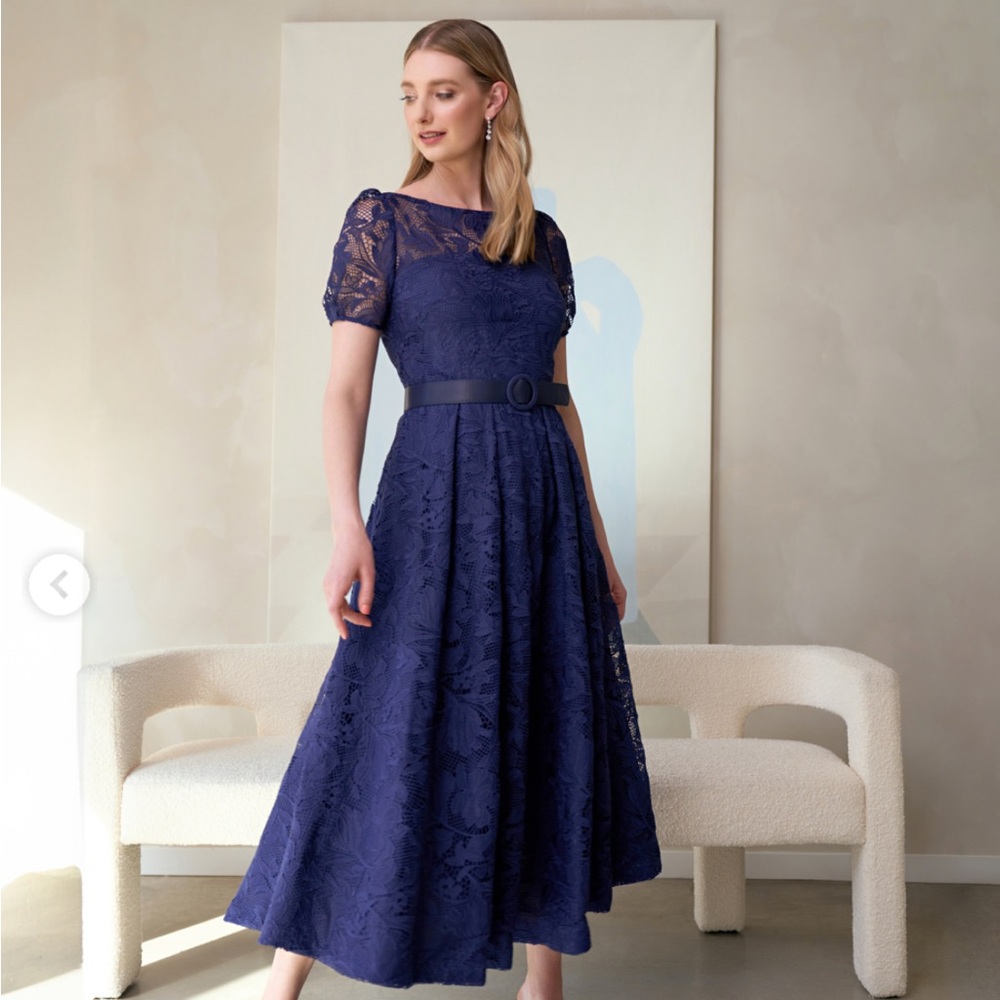 Kay Unger Navy Lace Dress NWT